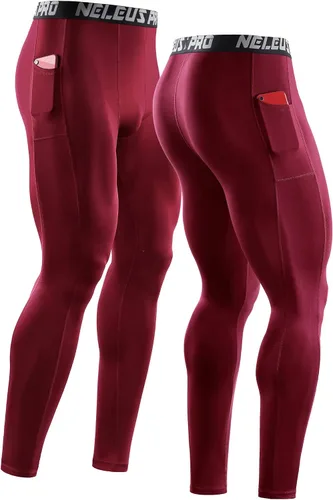 Miniatura 3 de NELEUS Pantalones de compresión Dry Fit para hombre con bolsillo para teléfono