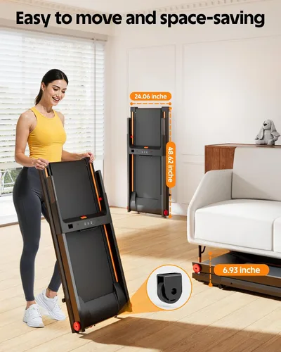 Miniatura 7 de 5% Incline Walking Pad Treadmill, 300LB Capacity Folding Treadmills for Home, Walking pad with Handle bar, 3.0 HP Quiet Dual Cushion System