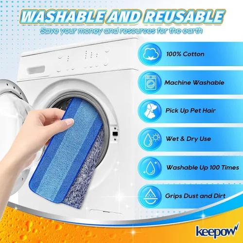 Miniatura 9 de KEEPOW Almohadilla de limpieza de microfibra de 18 pulgadas, almohadillas de repuesto para mopa para pisos de madera dura, almohadillas