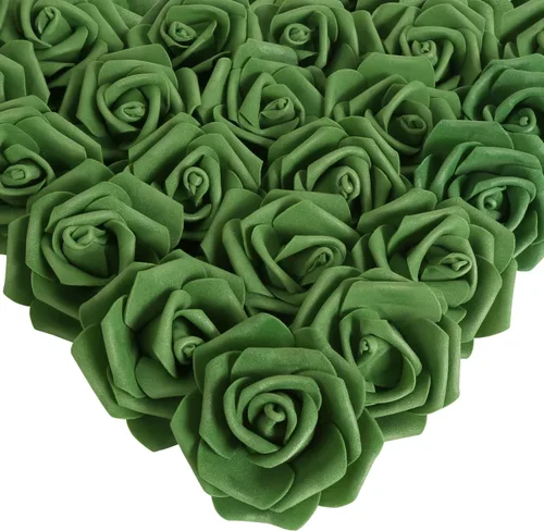 Miniatura 10 de IPOPU 100 unidades de rosas artificiales de aspecto real, rosas falsas de color rosa bebé, rosas de espuma rubor para centros de mesa de boda, Rosa