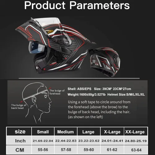 Miniatura 4 de Casco de motocicleta modular con Bluetooth, soporte Bluetooth para intercomunicador de 2 personas, casco integrado de cara completa con visor