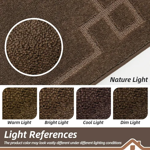 Miniatura 9 de BEQHAUSE Alfombra de Puerta 81 x 122 cm, Alfombras Antideslizantes para Interior Alfombras de Entrada Lavables de Perfil Bajo y Absorbentes, Marrón