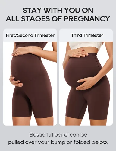 Miniatura 6 de CRZ YOGA Butterluxe - Pantalones cortos de yoga de maternidad sobre el vientre de 6 pulgadas, pantalones cortos de ciclismo atléticos