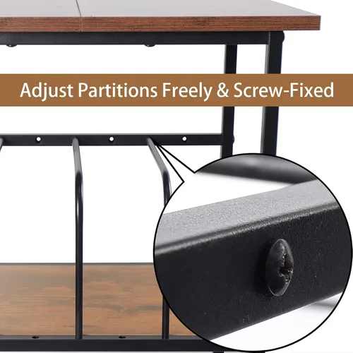 Miniatura 6 de Soporte para tocadiscos con 4 divisores ajustables, almacenamiento de discos de vinilo con capacidad para 200 LPs, mesa auxiliar de 3 capas, mesa