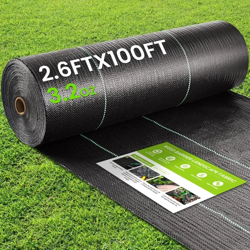 JTSIOV Tela de barrera de malezas, 2.6x100ft Paisaje tela, 3.2oz resistente tejido tejido tejido geotextil tela, Alfombra de cubierta de tierra de