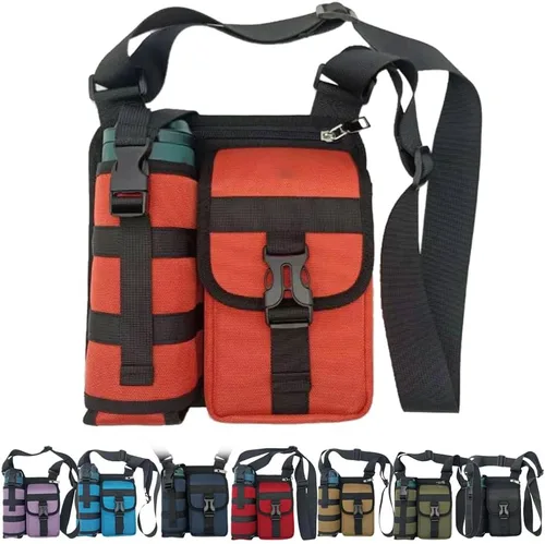 Miniatura 8 de Bolsas de hombro con soporte para botella de agua, bolsa cruzada para botella de agua, bolsa cruzada para deportes al aire libre, Azul, Bolsa