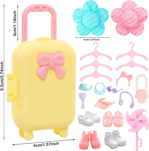 Miniatura 3 de Miunana Vestido de muñeca de 5.3 pulgadas, 36 piezas, ropa y maleta y sombreros para muñecas de 4 a 6 pulgadas, camiseta y pantalones, trajes