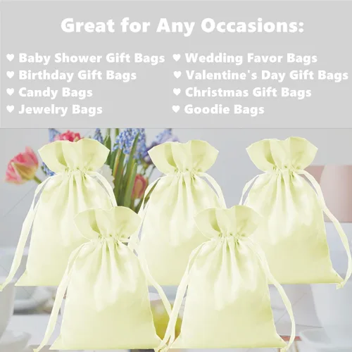 Miniatura 4 de 35 Piezas Bolsas de Regalo de Satén Beige de 5 x 7 Pulgadas - Bolsas de Baby Shower - Bolsas de Favores de Boda - Bolsa de Tela con Cordón - Bolsas