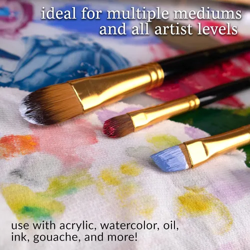 Miniatura 5 de WA Portman - Juego de 15 pinceles profesionales para pintura, herramientas multiusos para acrílico, acuarela, gouache y pintura al óleo, kit