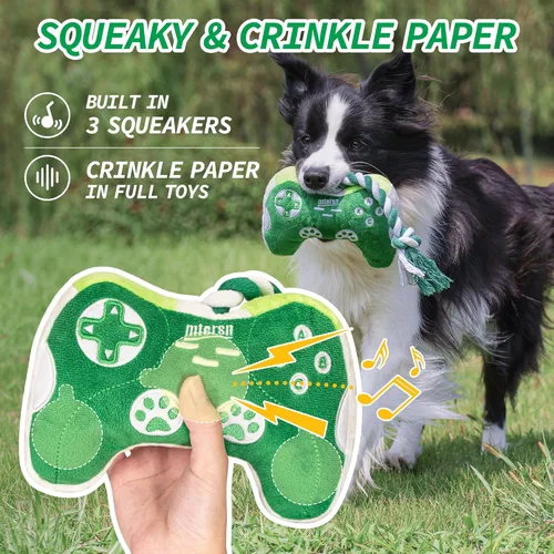 Miniatura 3 de MTERSN Juguetes chirriantes para perros: juguete interactivo de peluche para perros con papel arrugado completo y lindos juguetes masticables