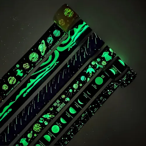 Miniatura 4 de YUBBAEX Juego de cinta adhesiva luminosa de galaxia Washi que brilla en la oscuridad, decoración para artes, manualidades, suministros de diario