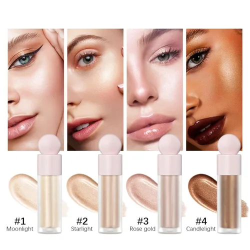 Miniatura 6 de Resaltador líquido de brillo natural para cara y cuerpo, luz hidratante impermeable para brillo de larga duración, resaltador de contorno, fácil