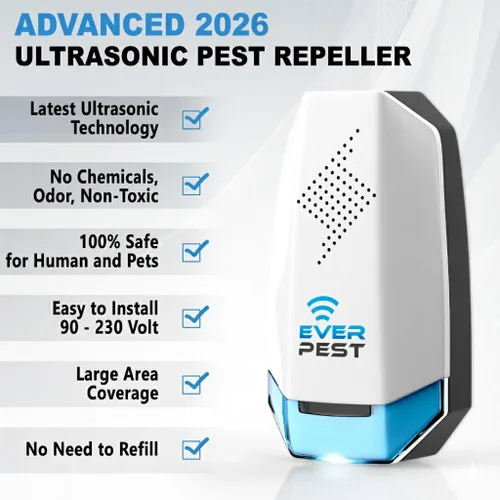 Miniatura 3 de Enchufe ultrasónico de control de plagas, paquete de 2 unidades, defensor electrónico de insectos - Mosquito de ratón para cucarachas - Rechazo