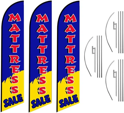 Miniatura 4 de Paquete publicitario de 3 kits de bandera de plumas y estacas para el suelo, venta de colchones, venta de muebles, venta de sofás Kits de banderas