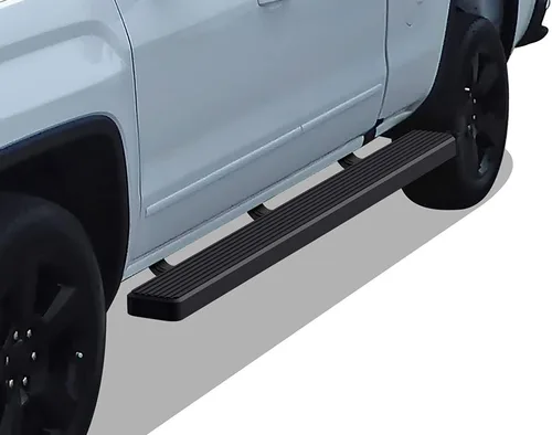 Miniatura 17 de APS - Estribos iBoard para Chevrolet con cabina extendida de 2 puertas completas + 2 puertas de apertura inversa, 4 pulgadas, Aluminio negro