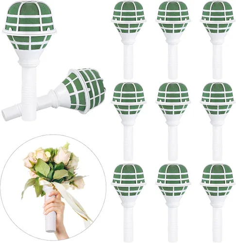 Geiserailie Soporte para ramo de boda para ramo de novia para flores artificiales, soporte de ramo de espuma, mango para bodas, arreglos florales,
