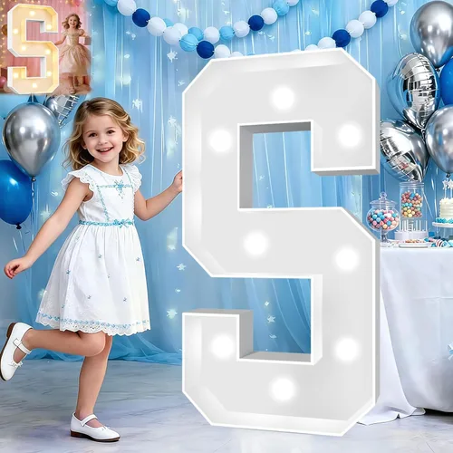 Miniatura 29 de Pooqla Letras de marquesina iluminadas de 3 pies, letras de marquesina con luz LED blanca fría y blanca cálida, letras de mosaico gigante para Letra
