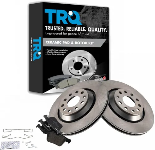 Miniatura 88 de TRQ Kit de rotor de freno trasero y pastillas de cerámica Posi premium compatible con camioneta Chevy GMC