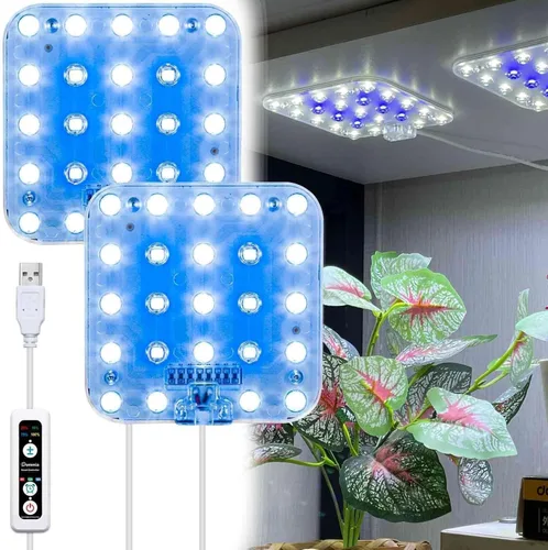 Miniatura 13 de Luz LED de espectro completo para cultivo de plantas de interior, 2 paneles de 10 W con temporizador de 6/12/16 horas, luces regulables para plantas