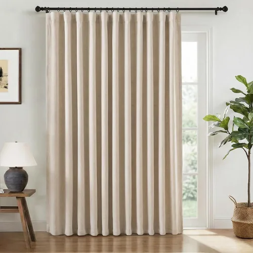 Miniatura 42 de INOVADAY Cortinas 100% opacas para dormitorio, cortinas opacas de 84 pulgadas de largo, cortinas opacas de lino con anillos de clip, aislamiento