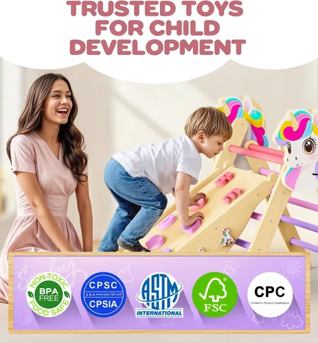 Miniatura 6 de Pikler - Juego de triángulos 11 en 1, juguete Montessori de escalada para niños pequeños, plegable de madera para interiores, gimnasio y escalador