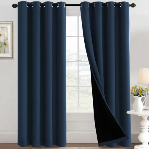 Miniatura 9 de H.VERSAILTEX Cortinas 100% de opacidad para dormitorio, con aislamiento térmico, cortinas opacas completas para sala de estar, cortinas de ventana