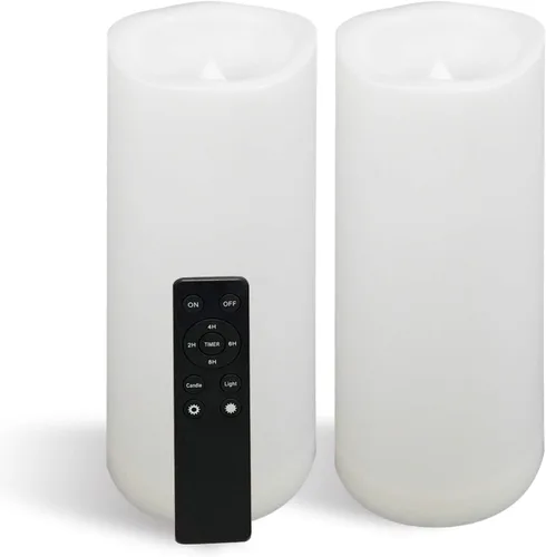 Miniatura 13 de CANDLE CHOICE Velas impermeables sin llama para exteriores, funcionan con pilas, con temporizador, gran resina plástica brillante, parpadeante