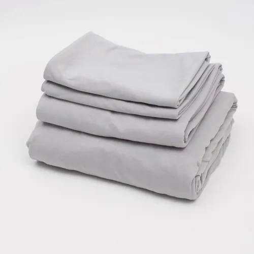 Miniatura 5 de Juego de sábanas de cama 100% algodón con bolsillo profundo - Tejido jersey de camiseta - Extra suave - Fácil ajuste - Juego de 4 piezas con fundas