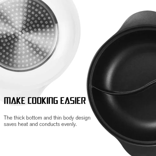 Miniatura 3 de Olla caliente con divisor para cocina de inducción de doble cara, olla de sopa de dos sabores china Shabu Shabu para fiesta en casa, reunión
