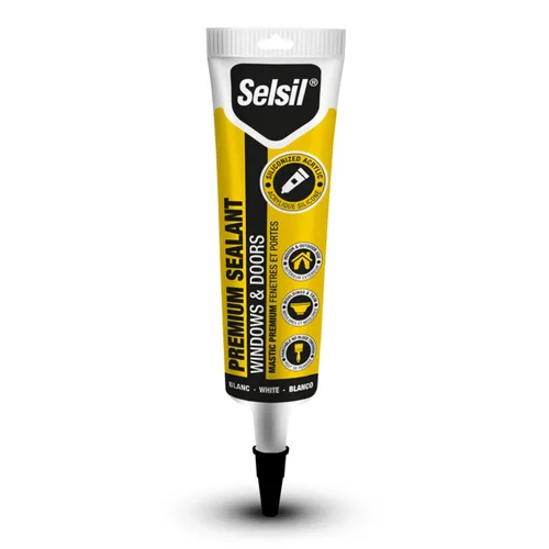 Selsil Siliconado Super Látex Acrílica Sellador, Masilla Pintada para Interior y Exterior - Flexible, Resistente al Clima y Humedad, Masilla Blanca