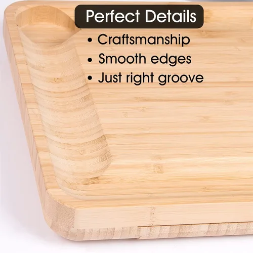 Miniatura 3 de DUNCHATY Juego de tablas de queso de bambú, tabla de charcutería con cajón deslizante, cubiertos y accesorios, rústico, marrón, rectangular, apto