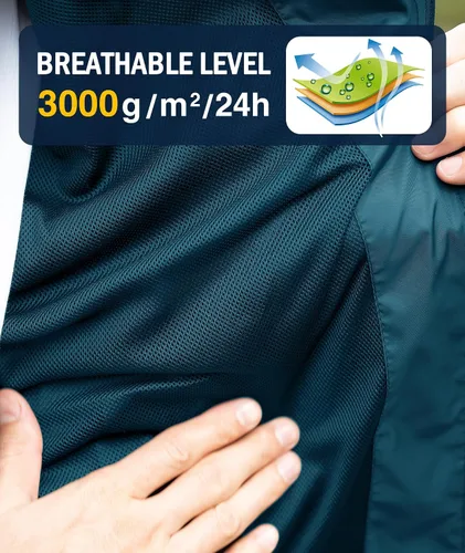 Miniatura 50 de SWISSWELL Chaqueta impermeable para hombre, rompevientos, ligera con capucha para uso diario casual