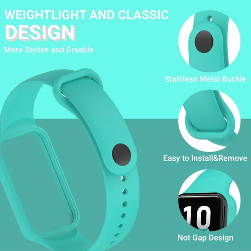 Miniatura 2 de 4PACKS Watch Bands Compatible with Amazfit Band 7 Strap,Silicone Metal Buckle Adjustable Wristband Bracelet Sport Strap for Replacement Negro/verde