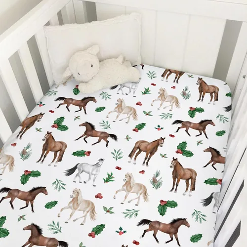 Miniatura 9 de Sábana bajera ajustable para cuna de bebé, diseño de animales del bosque, 52 x 28 pulgadas, diseño de animales de Navidad, oso, zorro, búho, hojas
