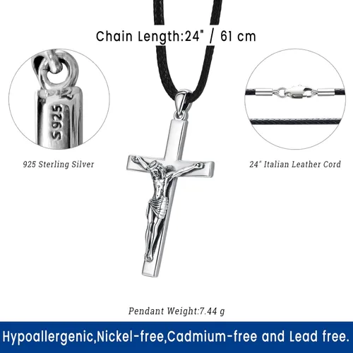 Miniatura 4 de Eusense Collar con colgante de San MiguelSan CristóbalSan BenitoSan JudaVirgen María MilagrosaCrucifijo de JesúsSan JoséSan Antonio para hombres
