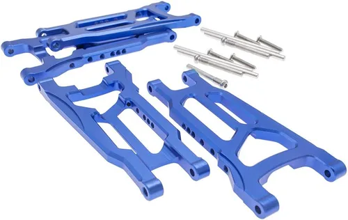 Miniatura 3 de Paquete de 4 brazos de suspensión delanteros y traseros de aleación para Traxxas 1/10 4X4 Slash, Stampede, Rustler 4WD VXL-Replaces Part 3655 Azul