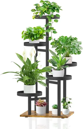 Miniatura 11 de iDavosic.ly Soporte para plantas de 3 niveles para interiores, estante de metal de esquina escalonada para múltiples flores, estante alto