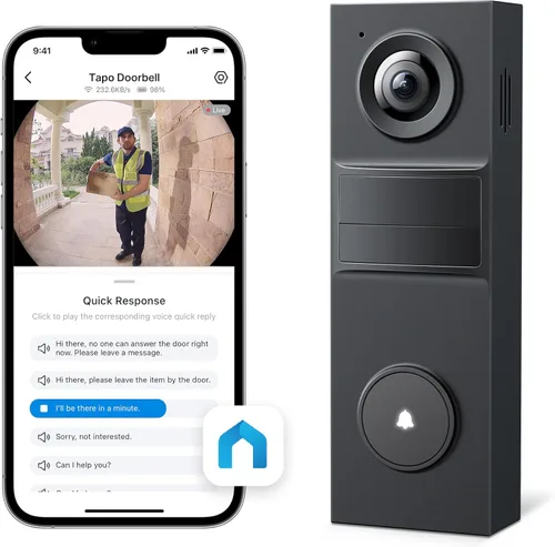 Miniatura 8 de Tapo Timbre de video inteligente inalámbrico 2K - Vista ultra amplia de 160°, detección de persona, conversación bidireccional, llamada de timbre