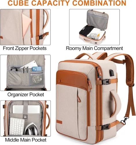 Miniatura 5 de Lumesner - Mochilas de viaje para llevar, extragrandes de 40L, aprobadas para vuelos para hombres y mujeres, mochila de maleta expandible, Classic