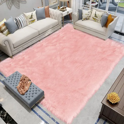 Miniatura 41 de Latepis - Tapete rectangular de piel sintética tipo lana de oveja suave, esponjosa y lavable para sala de estar, dormitorio, sala de juegos o Blanco