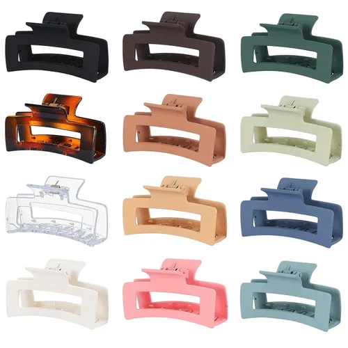 Miniatura 7 de Sisiaipu Accesorios Medianos para el Cabello de 3.5 Pulgadas - 12 Piezas Pinzas de Mandíbula Cuadradas para Cabello Grueso y Fino, Pinzas Básico