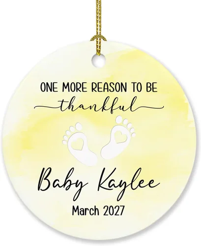 Miniatura 18 de Adorno personalizado para bebé que llega 2027, adorno de Navidad de Bump, elige el nombre del bebé y el año de Navidad para el nuevo abuelo abuela