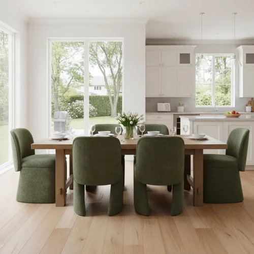 Miniatura 20 de Hyfirm Juego de 4 sillas de comedor tapizadas modernas, sillas de comedor laterales de chenilla, sillas de cocina sin brazos, sillas Parsons