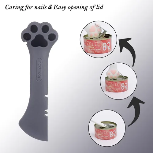 Miniatura 2 de Cuchara de comida para mascotas de silicona Sheldamy, abridor de lata de comida para gatos con pata, cuchara corta para comida húmeda o seca