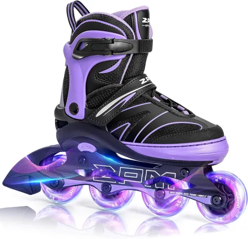 2PM SPORTS Patines en línea ajustables para niños de 4 a 12 años, patines en línea juveniles para niñas y niños de 5 a 8 a 12 años con ruedas de luz