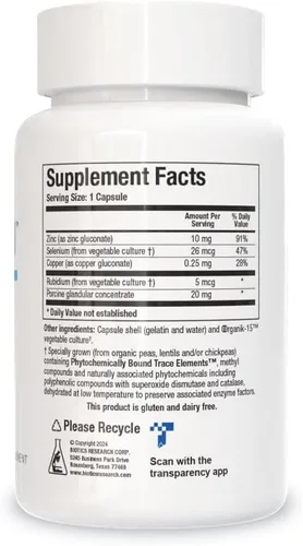 Miniatura 2 de Biotics Research GTA Forte II Suplemento de selenio con zinc, cobre, glandular porcino y rubidio, apoyo de glándulas endocrinas, equilibrio hormonal