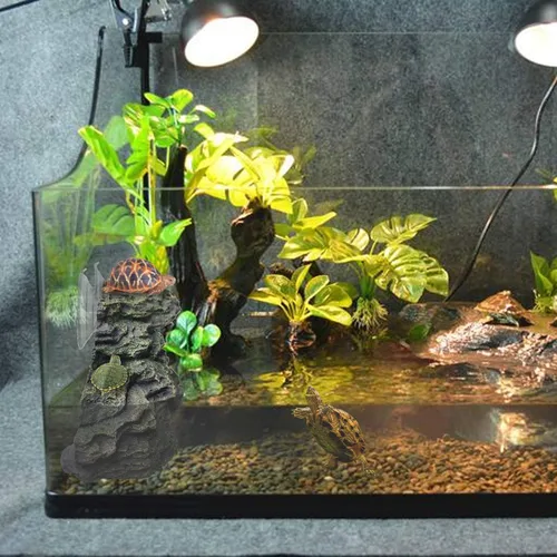 Miniatura 2 de PINVNBY Plataforma de descanso para tortugas, muelle de tortuga, resina, descanso, roca, reptil, hábitat, escalada, adorno flotante para decoración