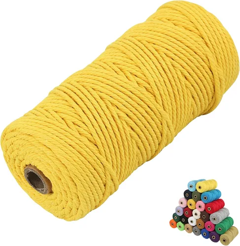 Miniatura 36 de Cordón de algodón para macramé, hilo torcido de 4 capas, cuerda de algodón natural, suministros perfectos de macramé, para hacer soportes colgantes