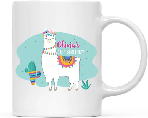 Miniatura 11 de Andaz Press Fiesta de cumpleaños de llama y cactus, banderín colgante personalizado con cuerda, cumpleaños número 16 de Emma, 5 pies, 1 juego