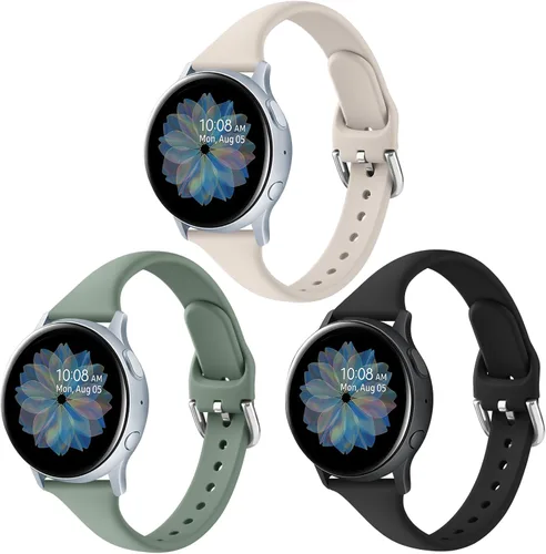 Miniatura 12 de Paquete de 3 correas deportivas delgadas para Samsung Galaxy Watch Active 2/Samsung Galaxy Active Watch de 1.575 pulgadas, 1.732 pulgadas, correas